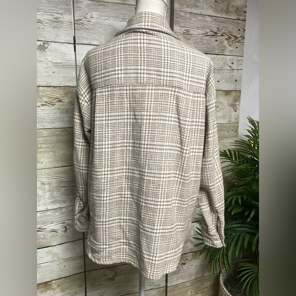 LA MIEL Gray Tan Plaid Shirt Jacket Women's Small - Picture 4 of 10
